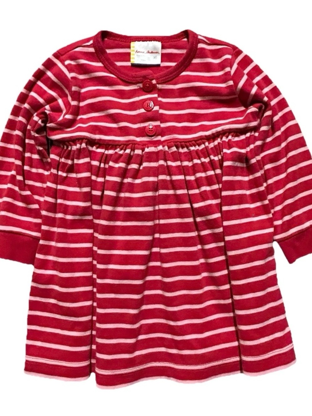 Toddler Girl Hanna Andersson Red White Striped Long Sleeve Dress Size 3T